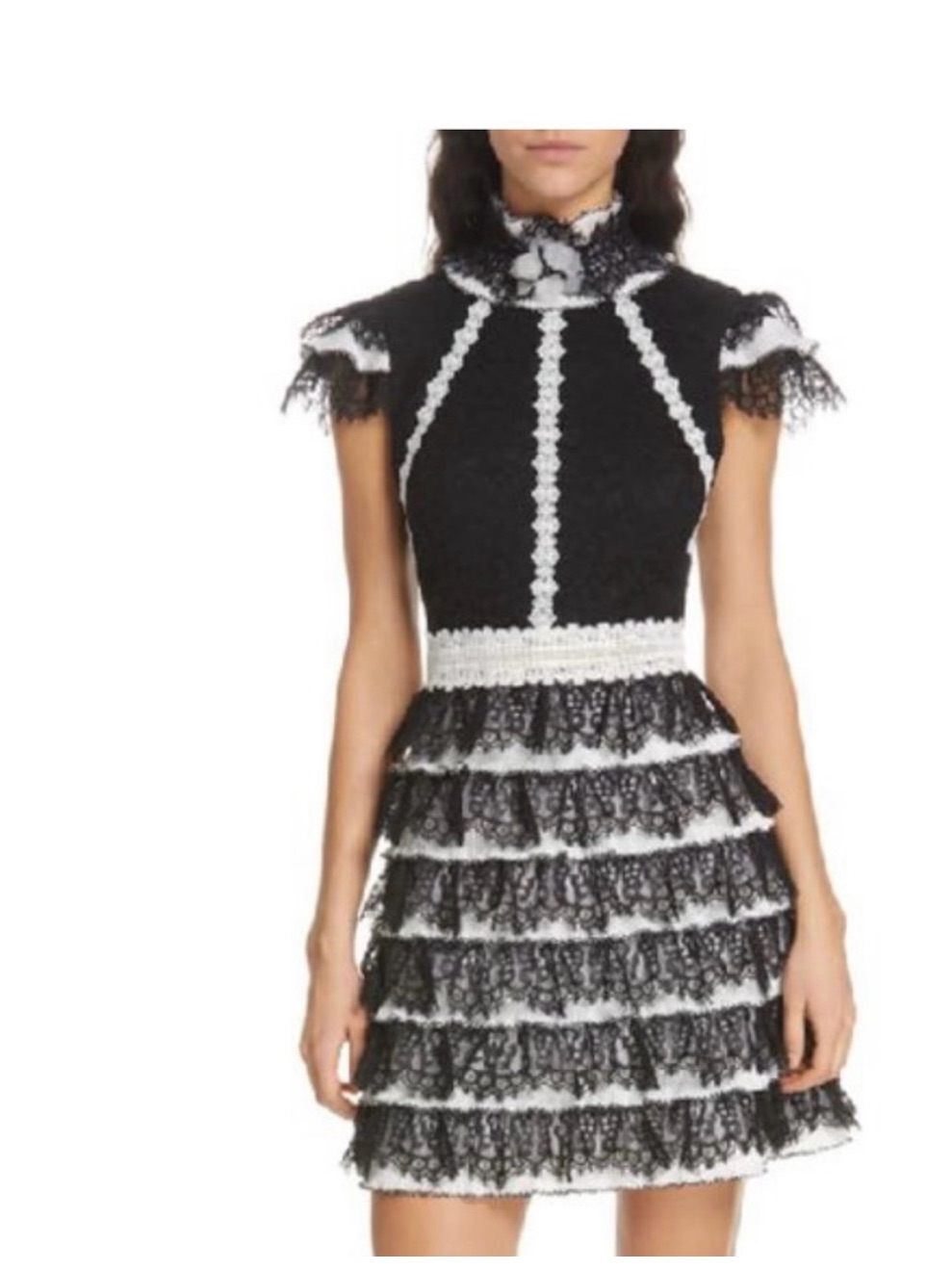 Alice & Olivia Black & White Lace Dress